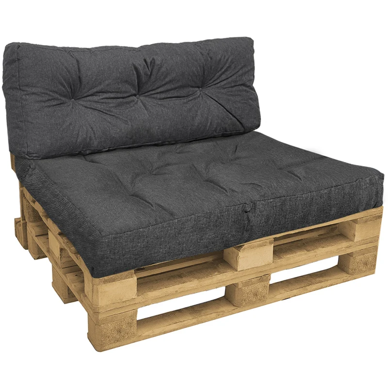 Lot de 2 Coussins pour palettes en bois gris