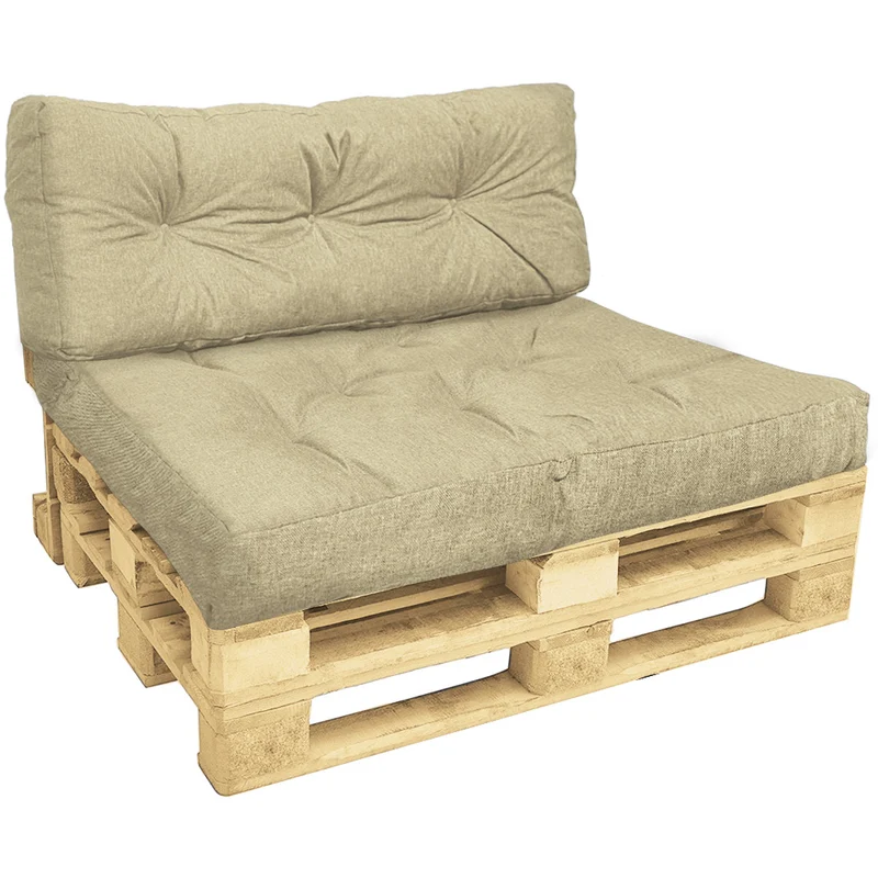 Lot de 2 Coussins pour palettes en bois beige