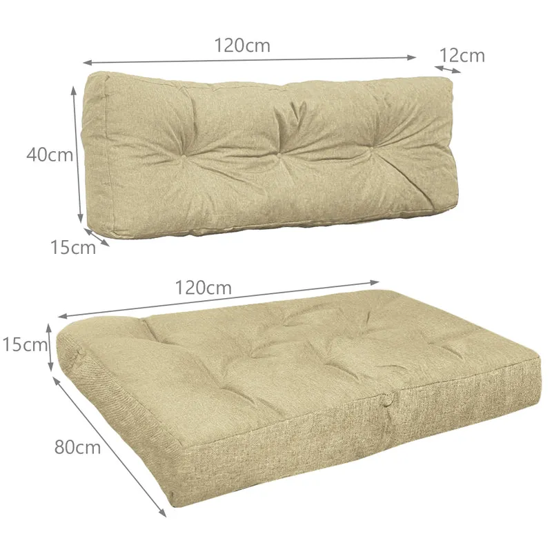 Lot de 2 Coussins pour palettes en bois beige