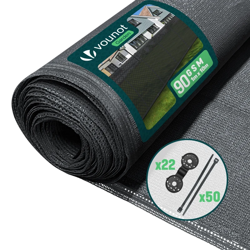 Brise vue occultant en HDPE 90g/m² 1x10m avec attaches de fixation anthracite