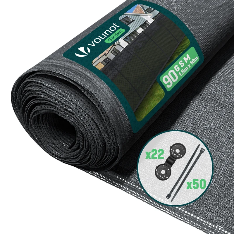 Brise vue occultant en HDPE 90g/m² 1.5x10m avec attaches de fixation anthracite