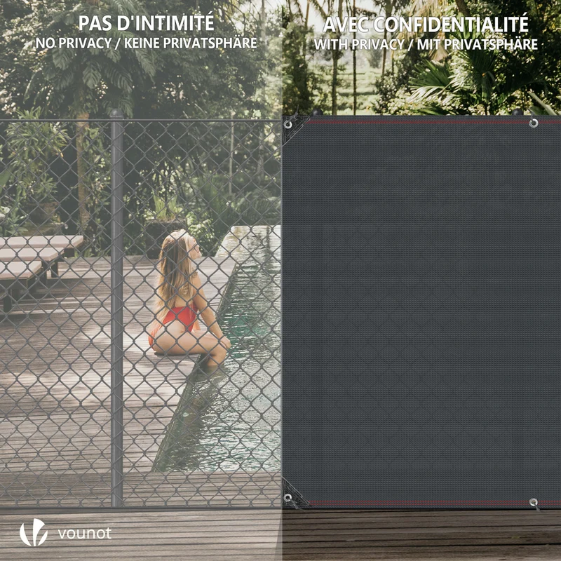Brise vue occultant en HDPE 230g/m² 1.8x10m avec attaches de fixation anthracite
