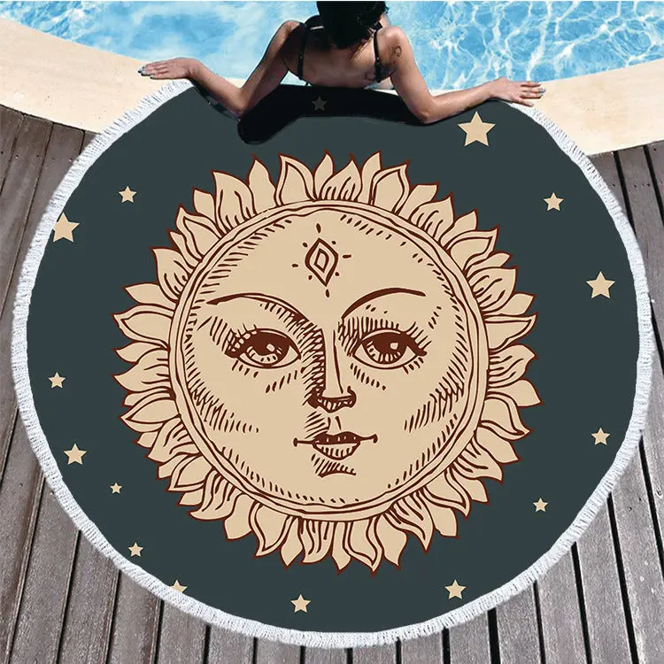 Serviette de Plage Ronde Soleil CALYPSO