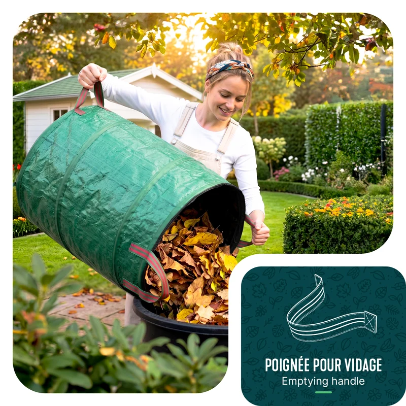 Lot de 3 Sac de Jardin Pop up 100L en Polyéthylène avec Poignées