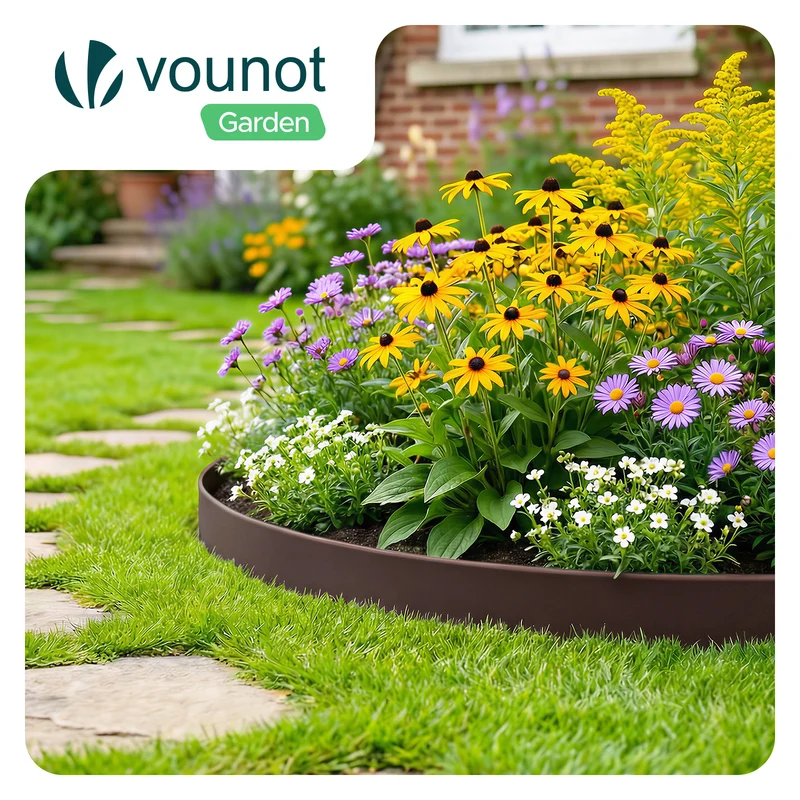 Bordure de jardin plastique flexible 10m avec piquets Marron