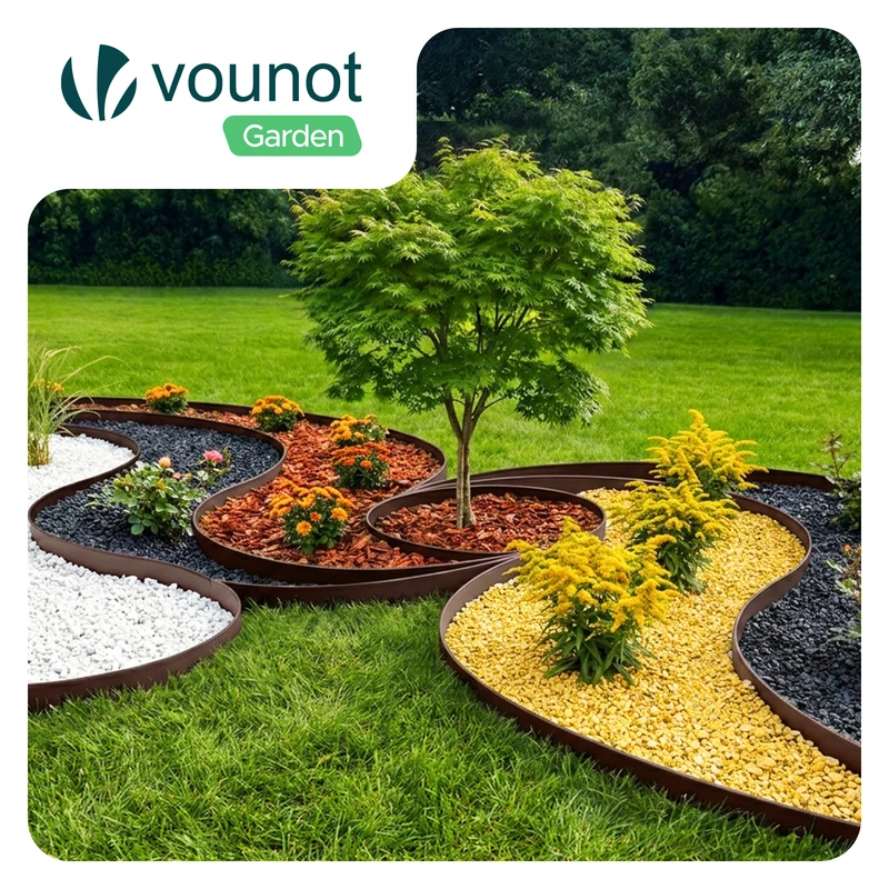 Bordure de jardin plastique flexible 10m avec piquets Marron