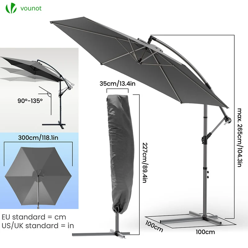Parasol deporte 3M Gris fonce avec housse de protection