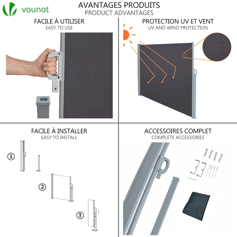 Paravent retractable avec housse de protection