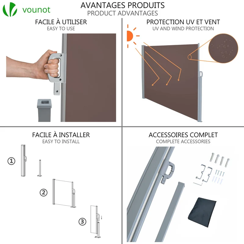 Paravent retractable avec housse de protection