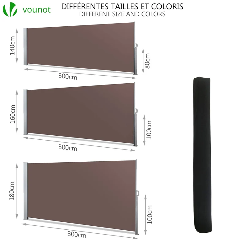 Paravent retractable avec housse de protection