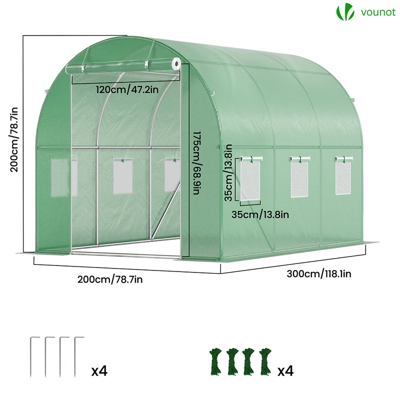 Serre de jardin tunnel 6m2 en acier galvanise
