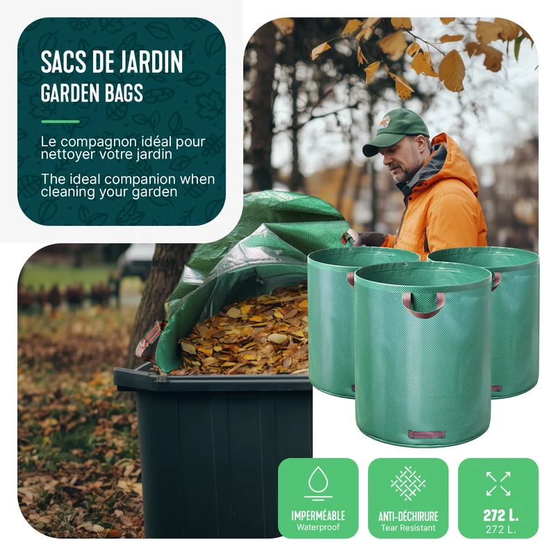 Sac de jardin 272L Lot de 3 sacs XXL