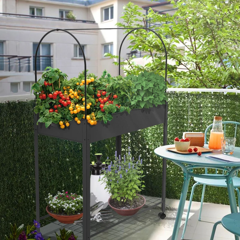 Potager sureleve avec bache PVC 80.5x130x43cm noir