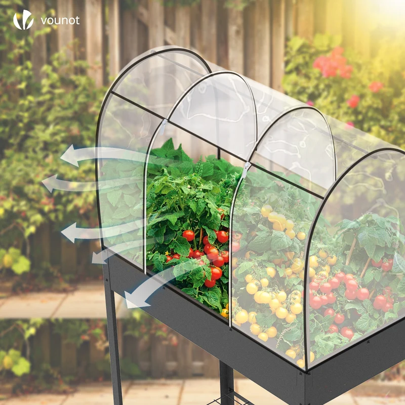 Potager sureleve avec bache PVC 80.5x130x43cm noir