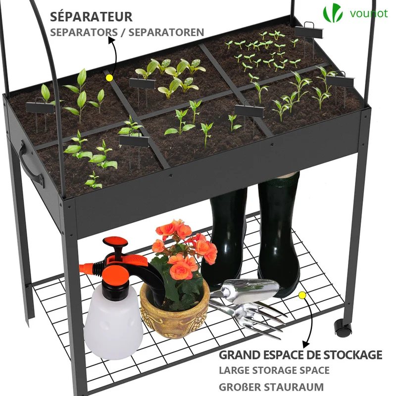 Potager sureleve avec bache PVC 80.5x130x43cm noir