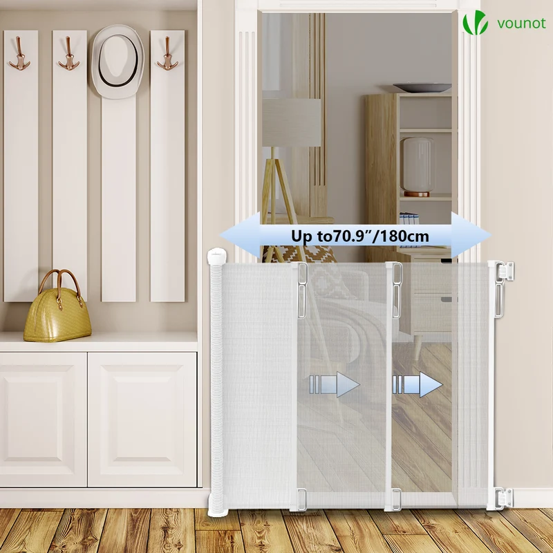 Barriere de securite retractable 180cm blanc