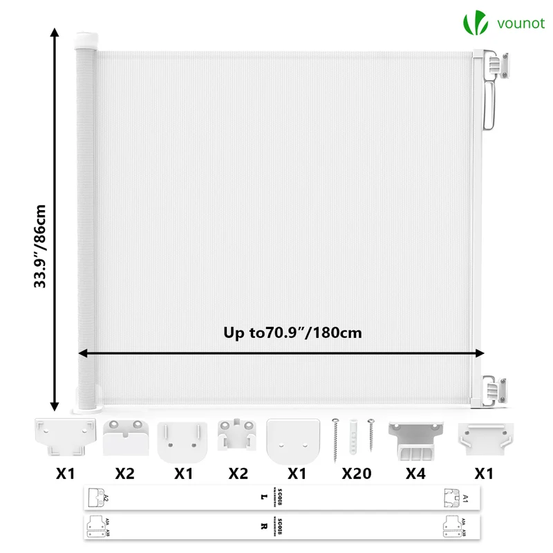 Barriere de securite retractable 180cm blanc