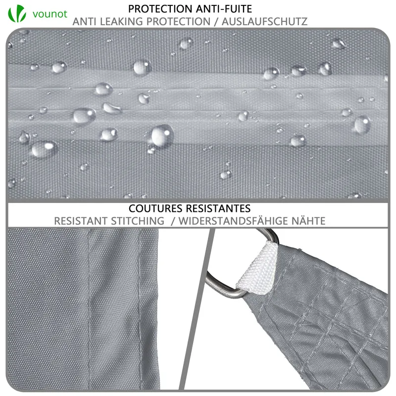 Voile d’ombrage Triangle Imperméable Polyester avec Corde 5x5x5m Gris