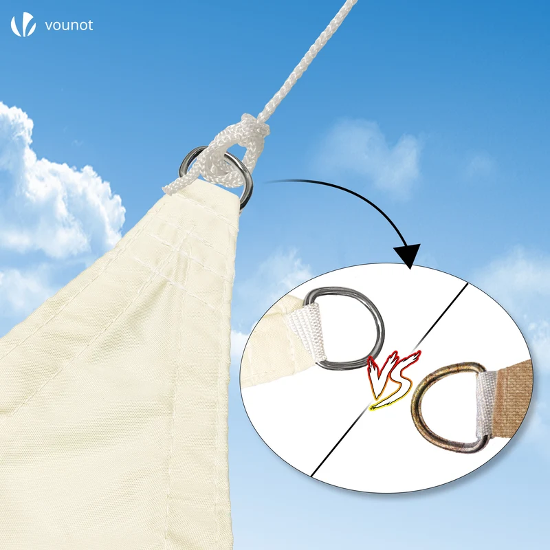 Voile d’ombrage Triangle Imperméable Polyester avec Corde 5x5x5m Beige
