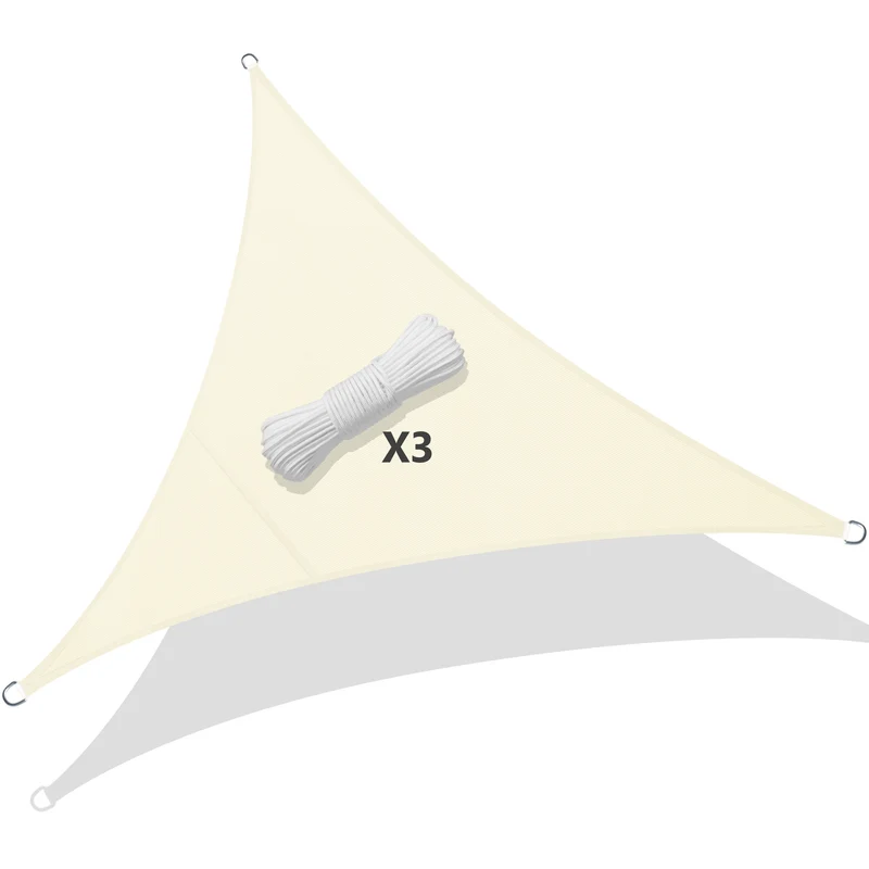 Voile d’ombrage Triangle Imperméable Polyester avec Corde 3x3x3m Beige