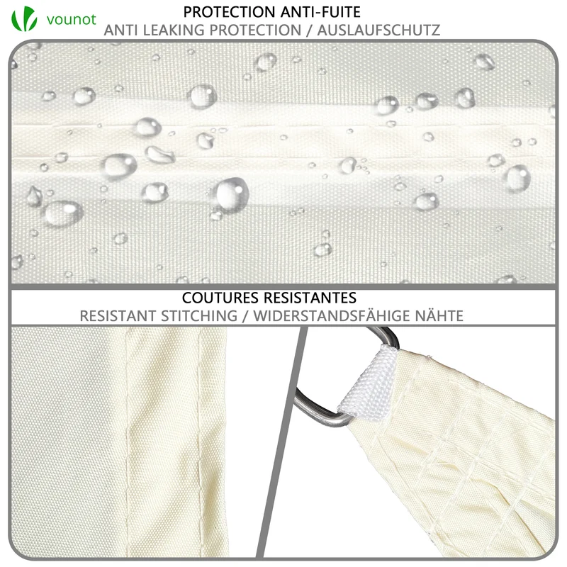 Voile d’ombrage Triangle Imperméable Polyester avec Corde 3x3x3m Beige