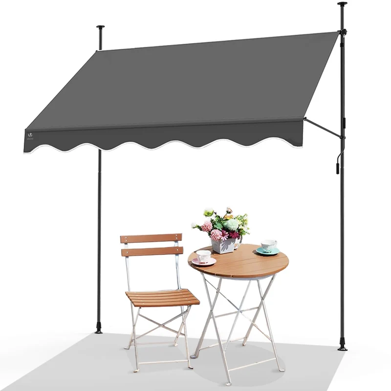 Auvent retractable manuel sans percage 300cm Gris