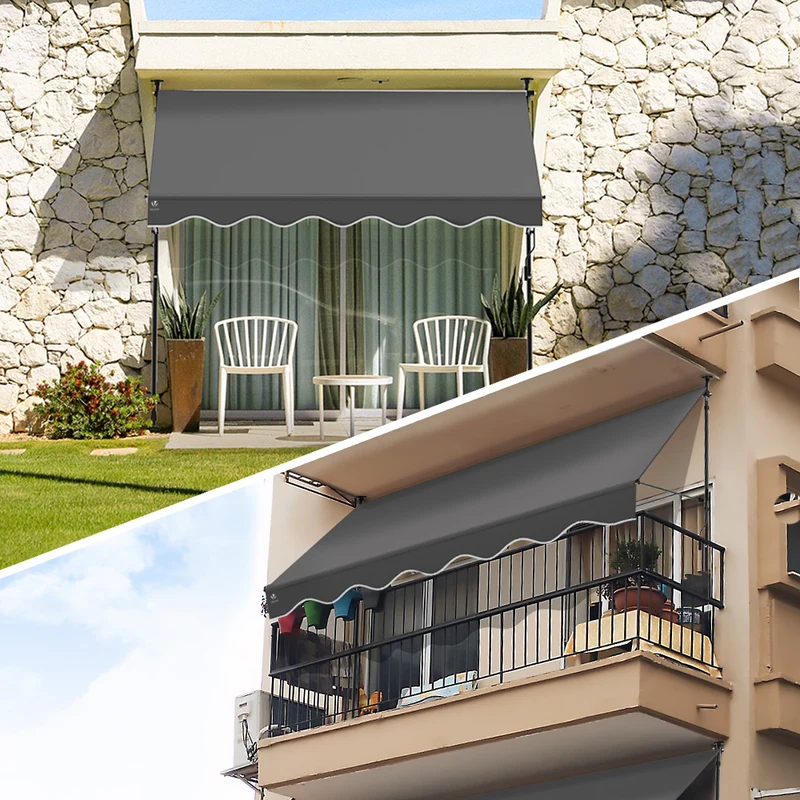 Auvent retractable manuel sans percage 300cm Gris