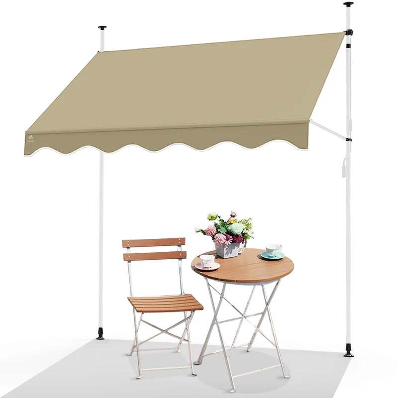 Auvent retractable manuel sans percage 200cm beige