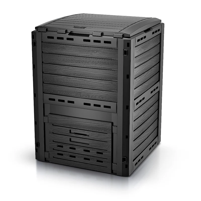 Composteur de jardin 300L Qualité Supérieure pour Jardin Déchets Imitation Style bois noir