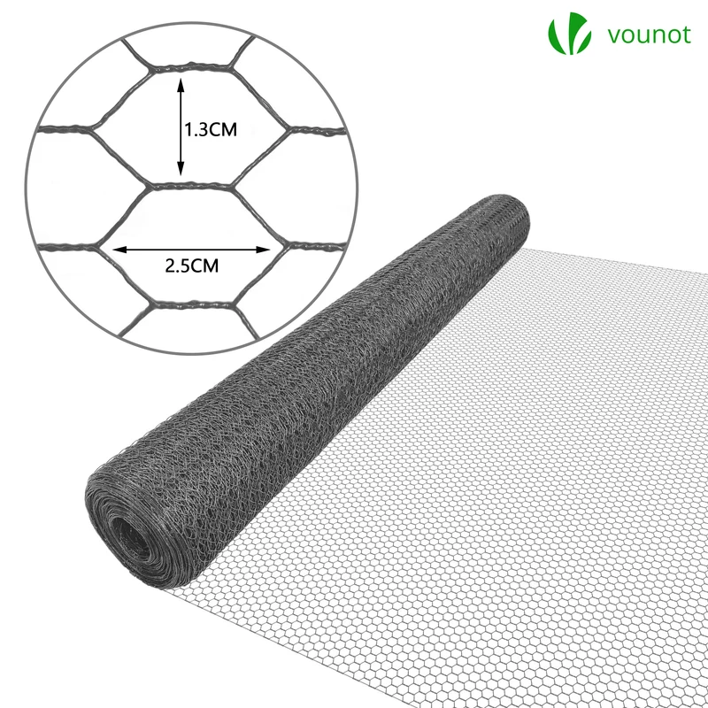 Grillage a poule avec fils 13mm en PVC gaine gris 1x25M