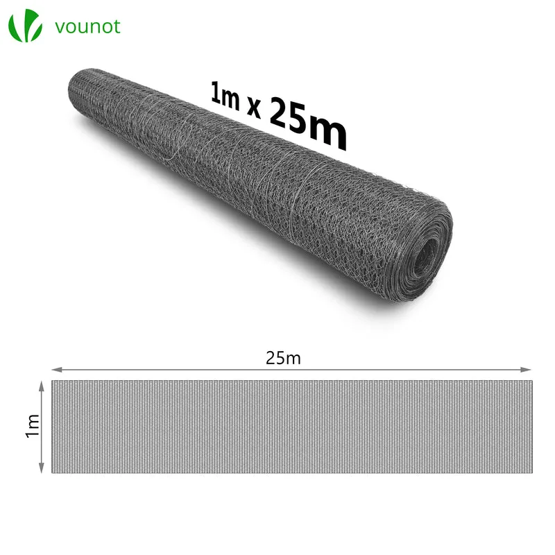Grillage a poule avec fils 13mm en PVC gaine gris 1x25M
