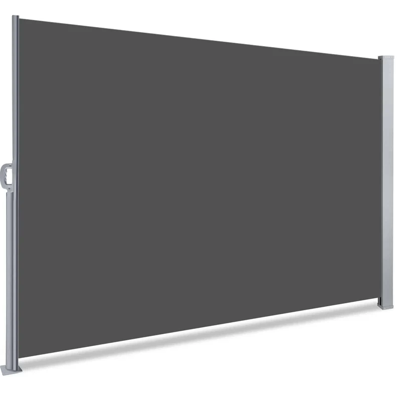 Paravent retractable avec housse de protection 140x300cm Gris