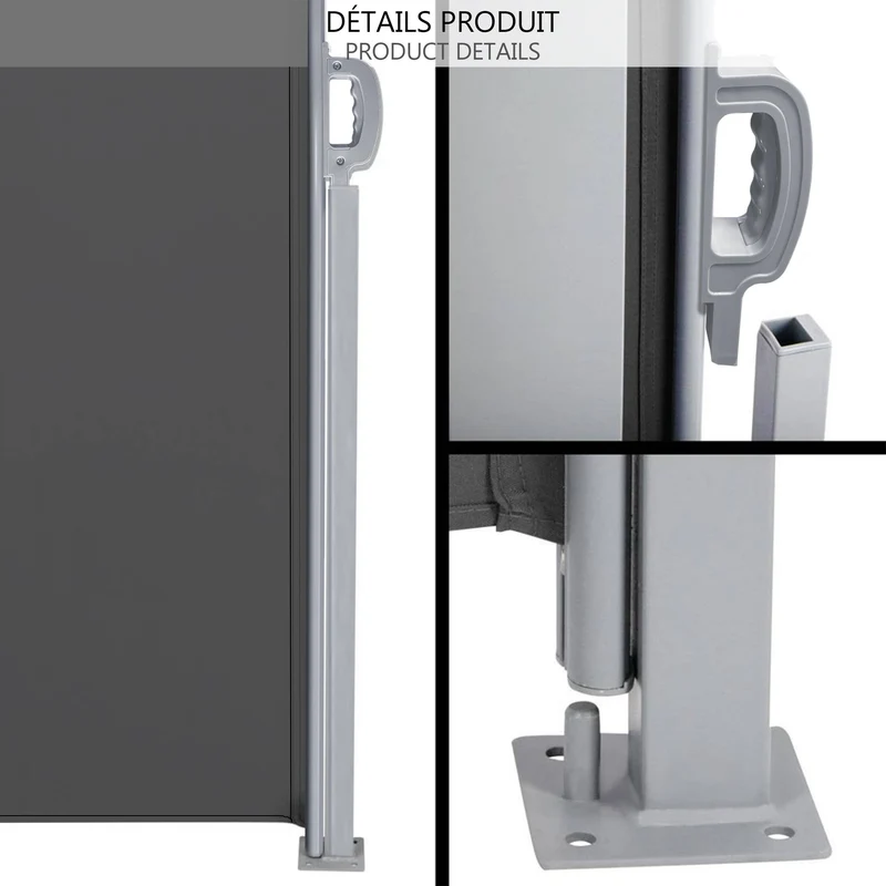 Paravent retractable avec housse de protection 140x300cm Gris