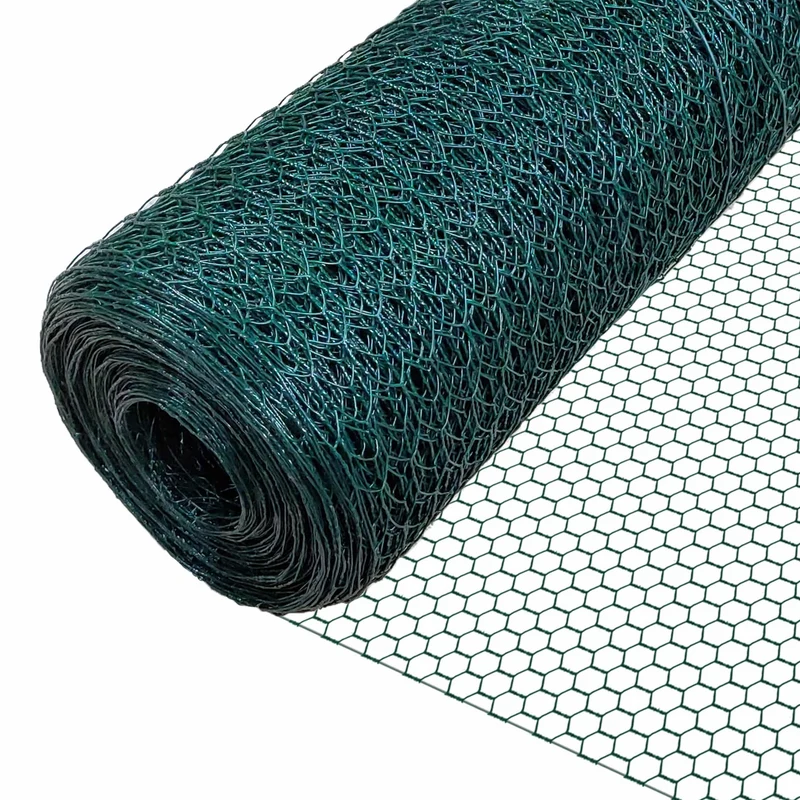 Grillage a poule avec fils 25mm en PVC gaine vert 1x25M
