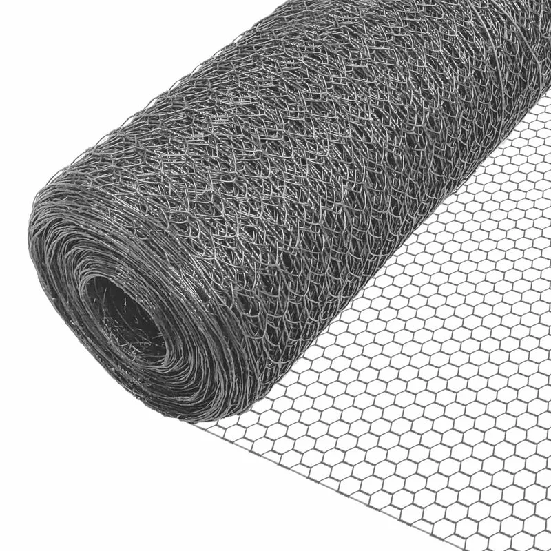 Grillage a poule avec fils 25mm en PVC gaine gris 1x25M