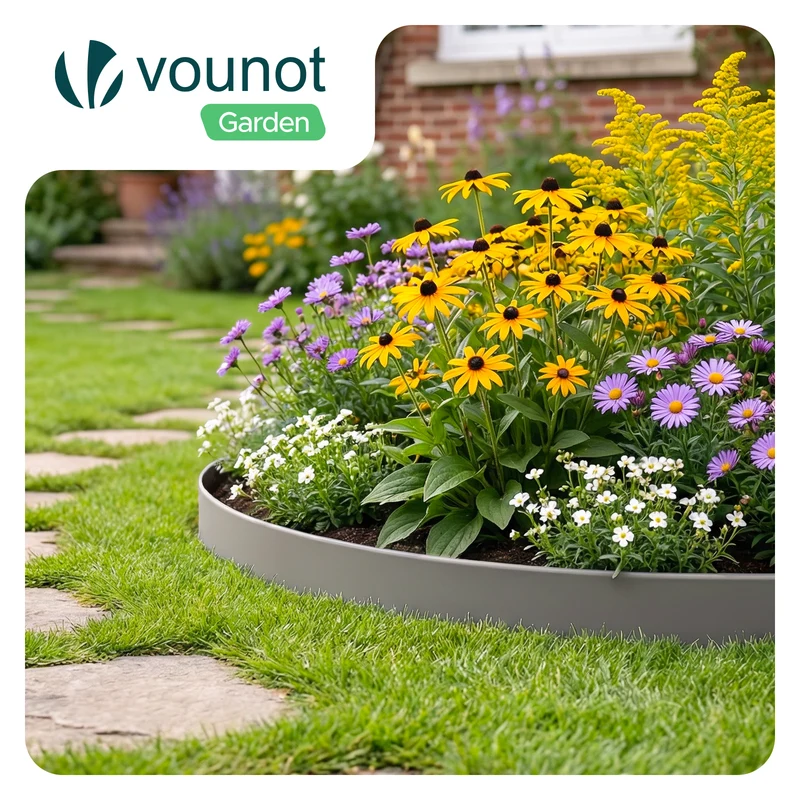 Bordure de jardin plastique flexible 10m avec piquets gris