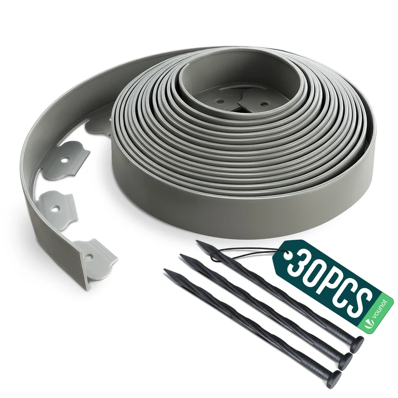 Bordure de jardin plastique flexible 10m avec piquets gris