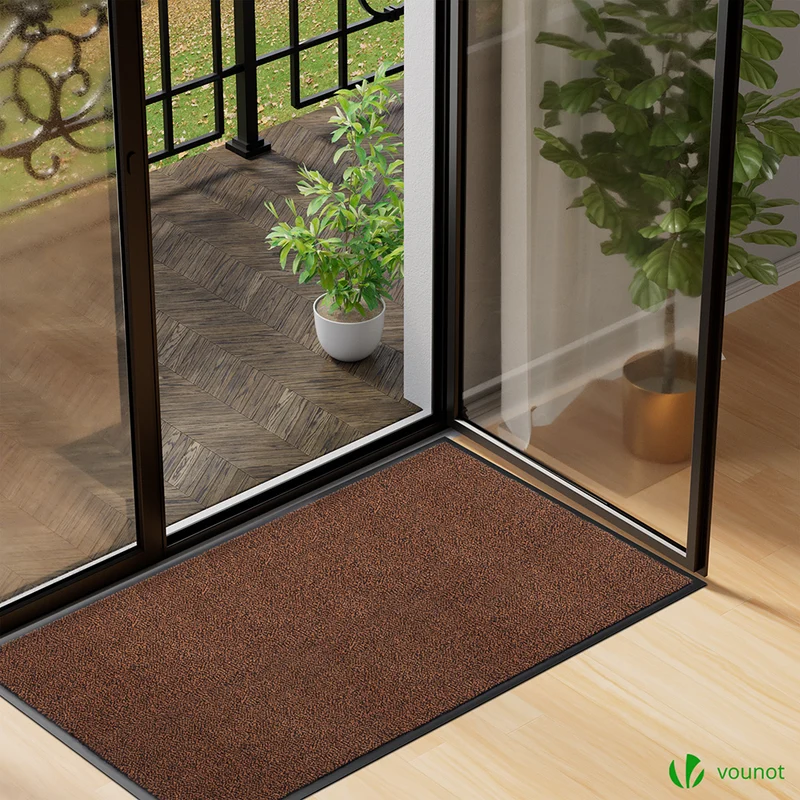 Tapis de porte paillasson 90x150cm Marron-Noir
