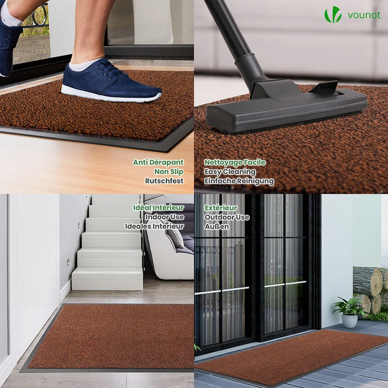 Tapis de porte paillasson 90x150cm Marron-Noir