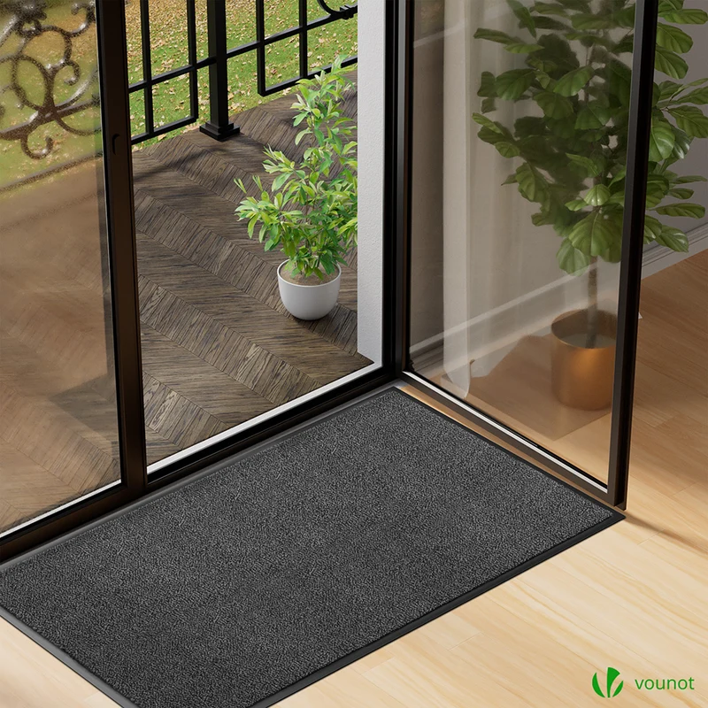 Tapis de porte paillasson 90x150cm Gris-Noir