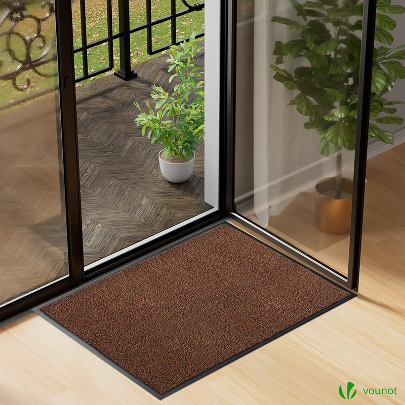Tapis de porte paillasson 90x120cm Marron-Noir
