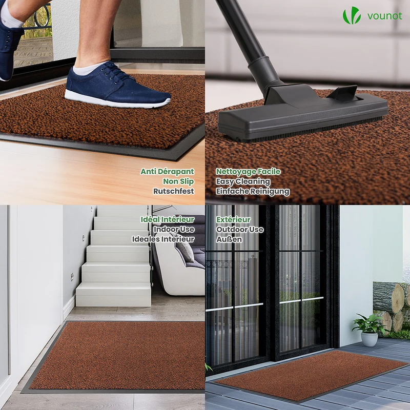 Tapis de porte paillasson 90x120cm Marron-Noir