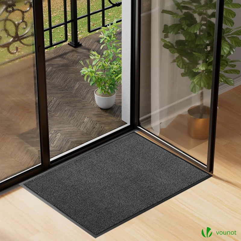 Tapis de porte paillasson 90x120cm Gris-Noir