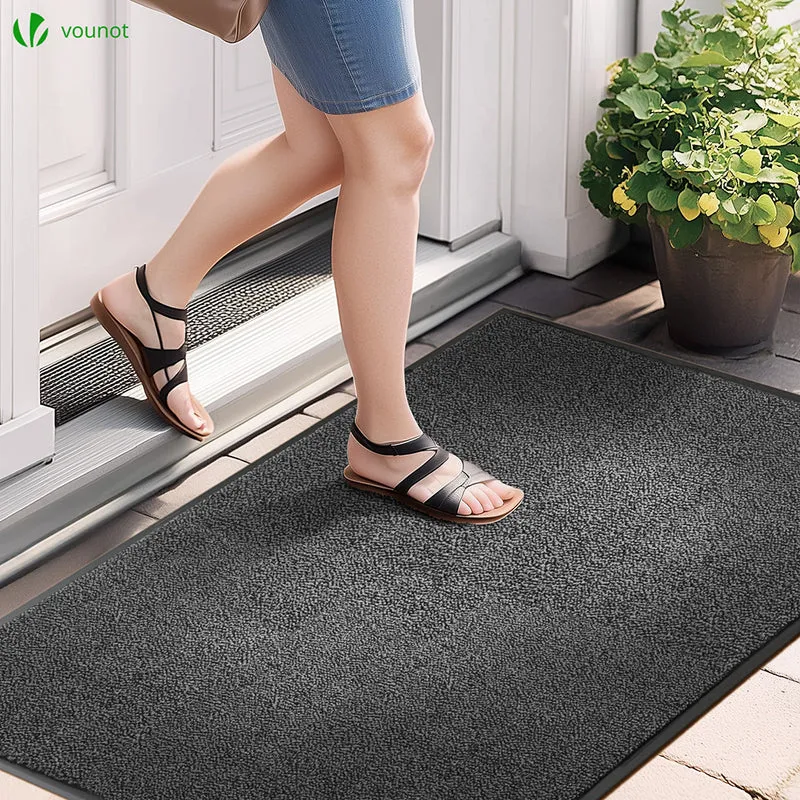 Tapis de porte paillasson 90x120cm Gris-Noir