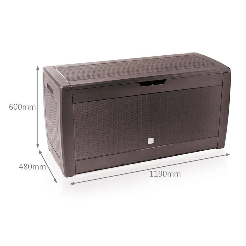 Coffre de Rangement Exterieur 310L en PP 119x48x60CM Style Polyrotin Marron