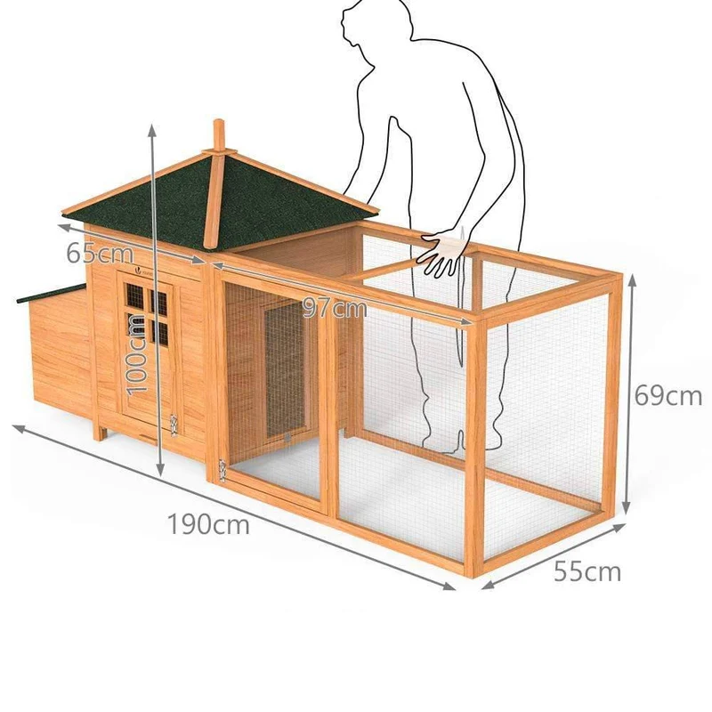 Grand poulailler en Bois avec Pondoir et Perchoir