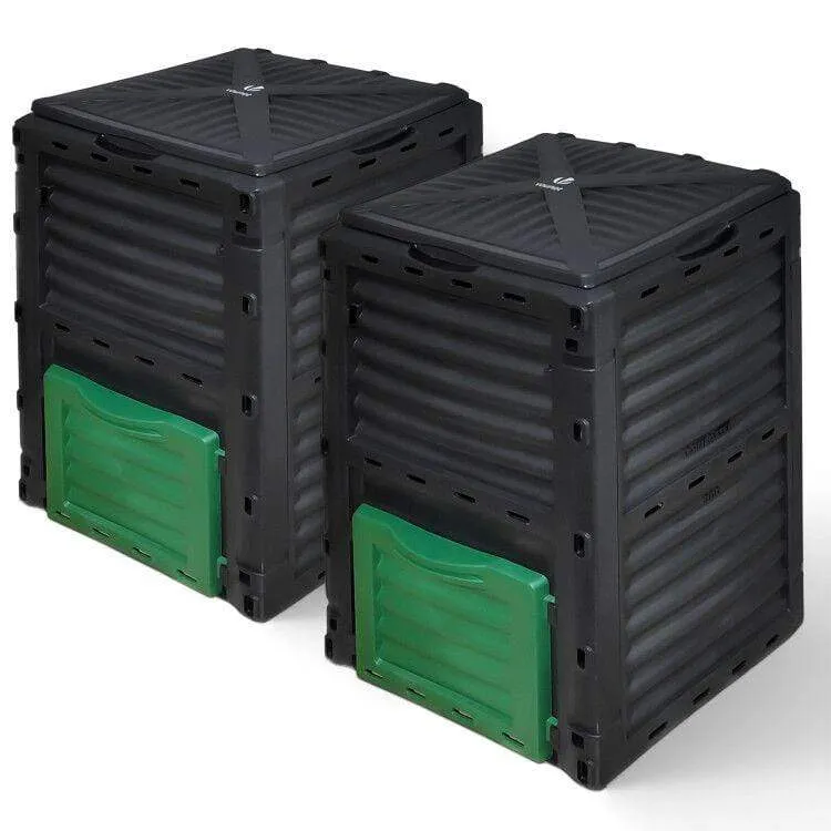 Lot de 2 Composteur de jardin 300L Qualité Supérieure pour Jardin Déchets