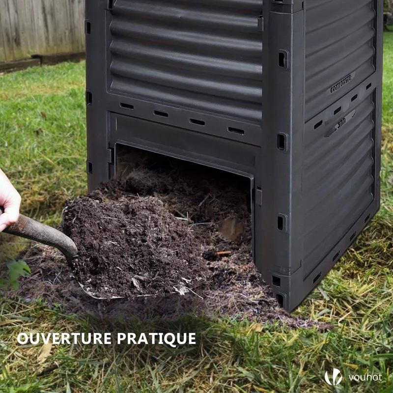 Lot de 2 Composteur de jardin 300L Qualité Supérieure pour Jardin Déchets