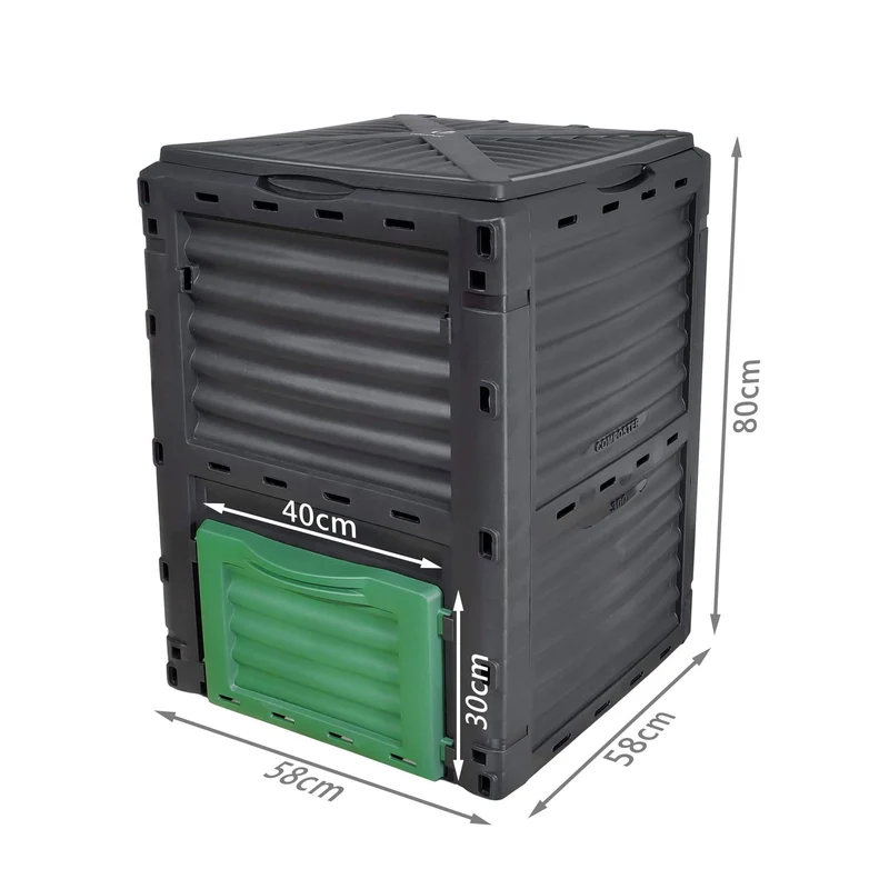 Lot de 2 Composteur de jardin 300L Qualité Supérieure pour Jardin Déchets
