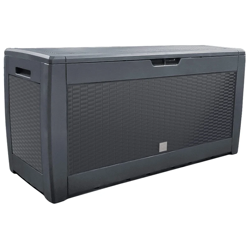 Coffre de Rangement Exterieur 310L en PP 119x48x60CM Style Polyrotin Anthracite